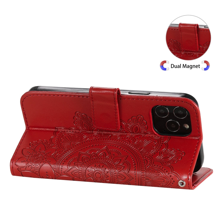 For iPhone 12 Pro Max 7-petal Flowers Embossing Pattern Horizontal Flip PU Leather Case with Holder & Card Slots & Wallet & Photo Frame