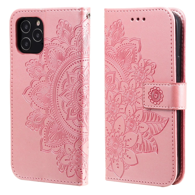 For iPhone 12 Pro Max 7-petal Flowers Embossing Pattern Horizontal Flip PU Leather Case with Holder & Card Slots & Wallet & Photo Frame