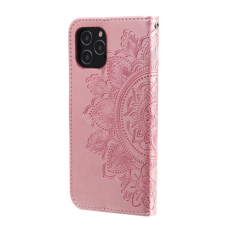 For iPhone 12 Pro Max 7-petal Flowers Embossing Pattern Horizontal Flip PU Leather Case with Holder & Card Slots & Wallet & Photo Frame