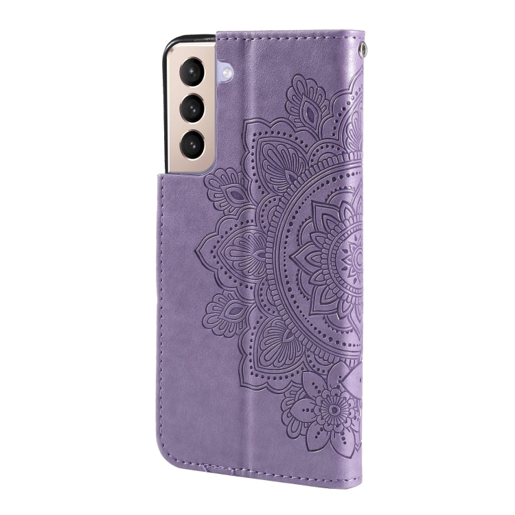 For Samsung Galaxy S21+ 5G 7-petal Flowers Embossing Pattern Horizontal Flip PU Leather Case with Holder & Card Slots & Wallet & Photo Frame