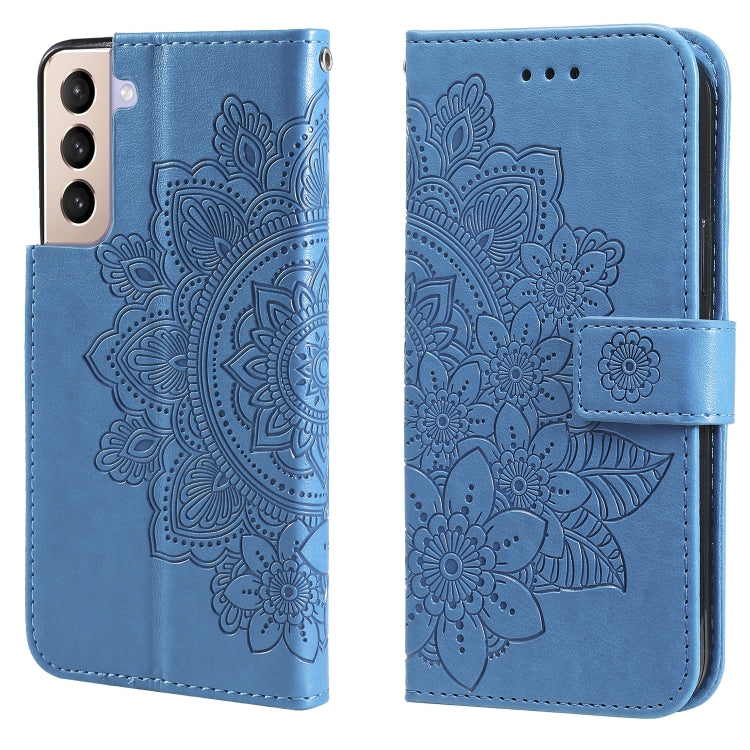For Samsung Galaxy S21+ 5G 7-petal Flowers Embossing Pattern Horizontal Flip PU Leather Case with Holder & Card Slots & Wallet & Photo Frame