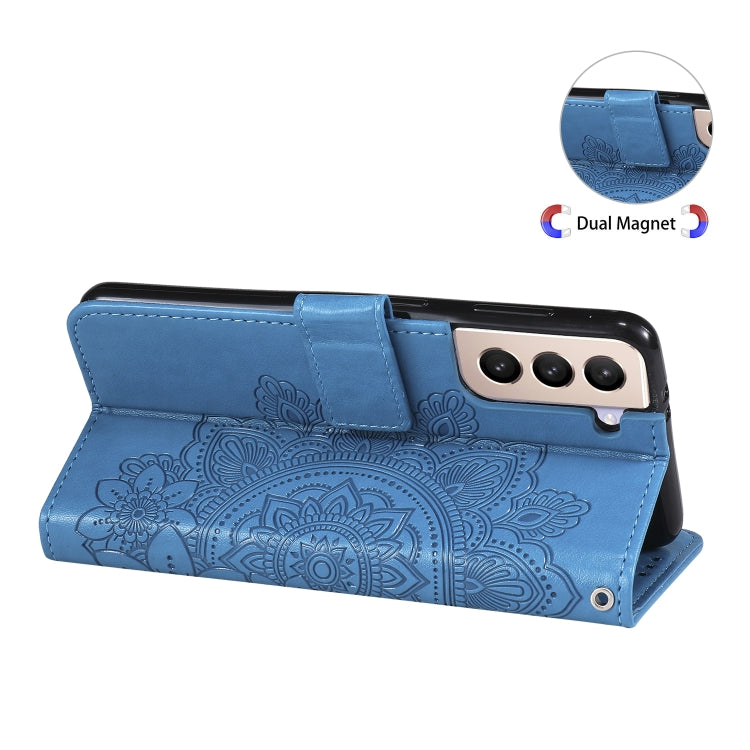 For Samsung Galaxy S21+ 5G 7-petal Flowers Embossing Pattern Horizontal Flip PU Leather Case with Holder & Card Slots & Wallet & Photo Frame