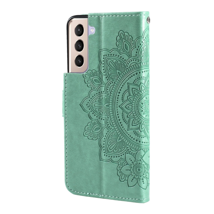 For Samsung Galaxy S21+ 5G 7-petal Flowers Embossing Pattern Horizontal Flip PU Leather Case with Holder & Card Slots & Wallet & Photo Frame