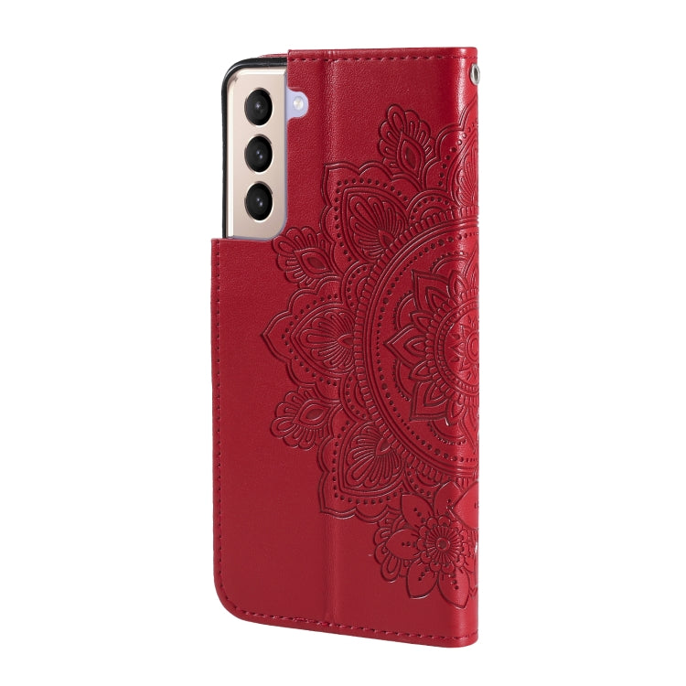 For Samsung Galaxy S21+ 5G 7-petal Flowers Embossing Pattern Horizontal Flip PU Leather Case with Holder & Card Slots & Wallet & Photo Frame