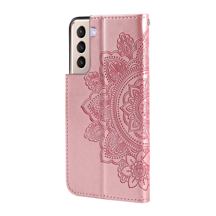 For Samsung Galaxy S21+ 5G 7-petal Flowers Embossing Pattern Horizontal Flip PU Leather Case with Holder & Card Slots & Wallet & Photo Frame