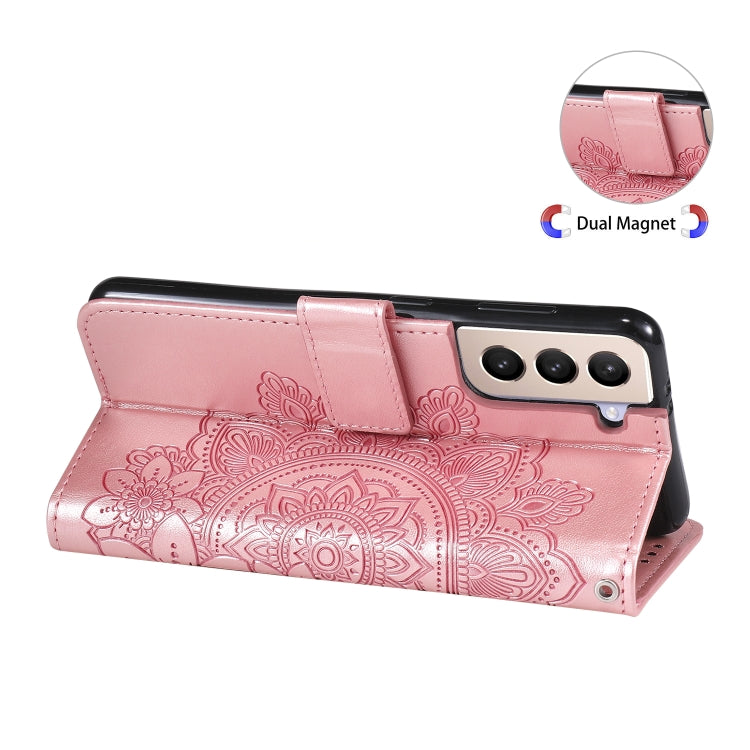 For Samsung Galaxy S21+ 5G 7-petal Flowers Embossing Pattern Horizontal Flip PU Leather Case with Holder & Card Slots & Wallet & Photo Frame