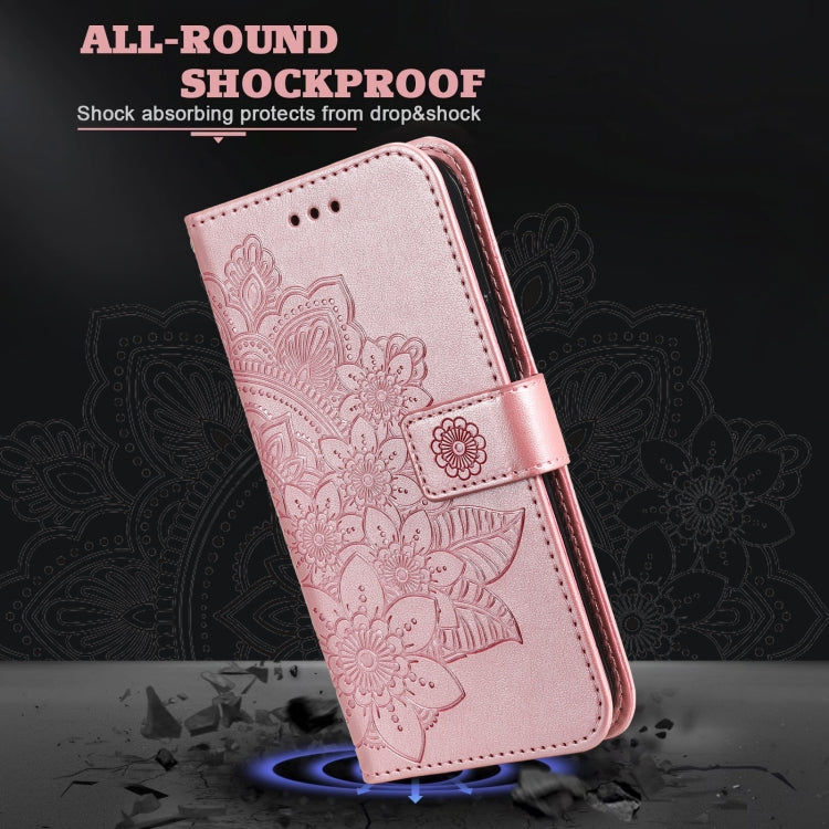 For Samsung Galaxy S21+ 5G 7-petal Flowers Embossing Pattern Horizontal Flip PU Leather Case with Holder & Card Slots & Wallet & Photo Frame
