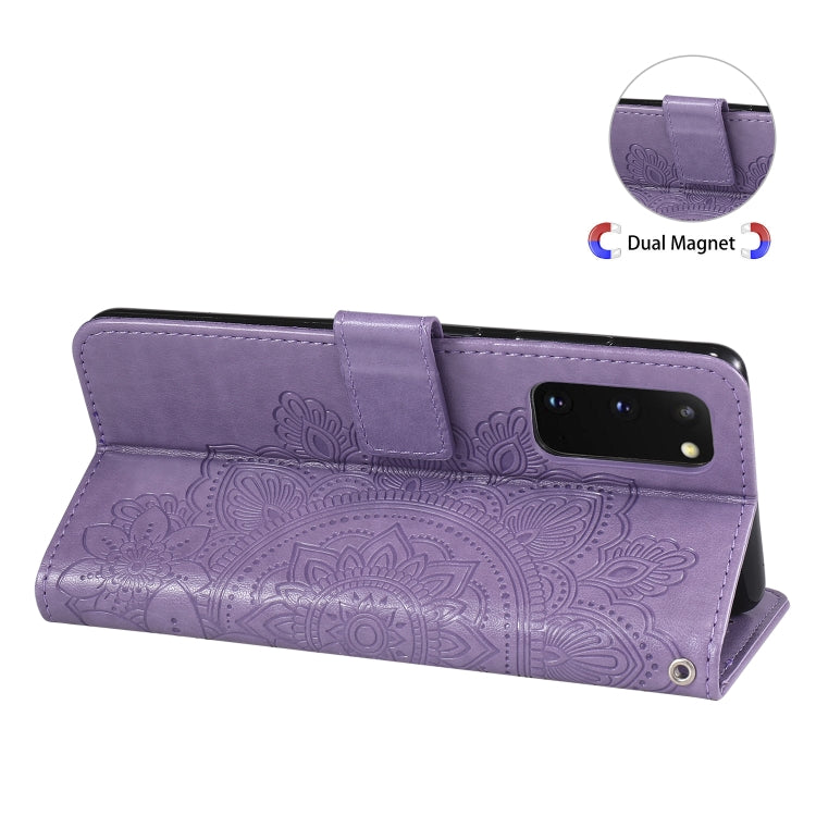 For Samsung Galaxy S20 FE 7-petal Flowers Embossing Pattern Horizontal Flip PU Leather Case with Holder & Card Slots & Wallet & Photo Frame
