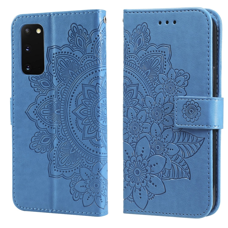 For Samsung Galaxy S20 FE 7-petal Flowers Embossing Pattern Horizontal Flip PU Leather Case with Holder & Card Slots & Wallet & Photo Frame