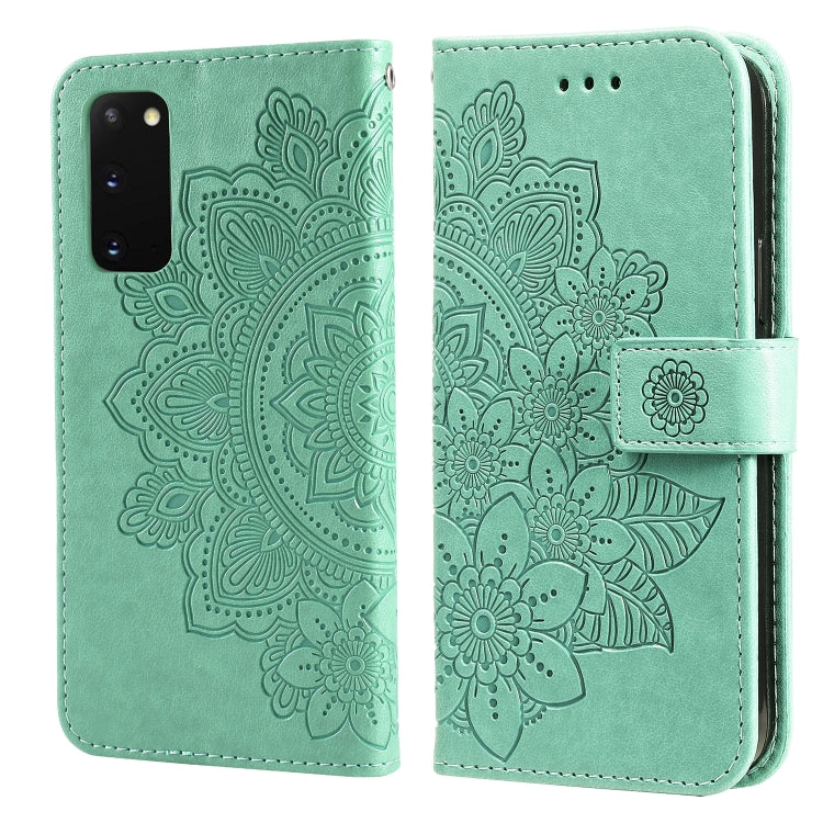 For Samsung Galaxy S20 FE 7-petal Flowers Embossing Pattern Horizontal Flip PU Leather Case with Holder & Card Slots & Wallet & Photo Frame