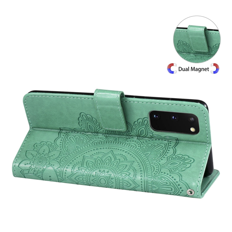 For Samsung Galaxy S20 FE 7-petal Flowers Embossing Pattern Horizontal Flip PU Leather Case with Holder & Card Slots & Wallet & Photo Frame