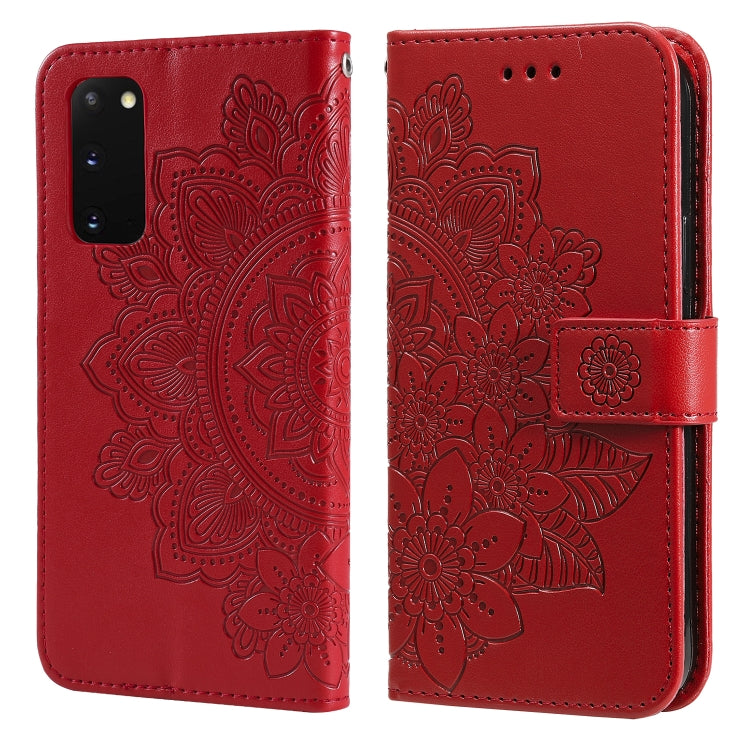 For Samsung Galaxy S20 FE 7-petal Flowers Embossing Pattern Horizontal Flip PU Leather Case with Holder & Card Slots & Wallet & Photo Frame
