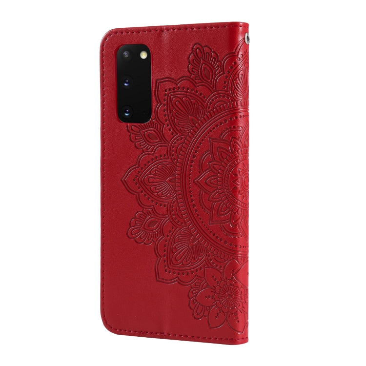 For Samsung Galaxy S20 FE 7-petal Flowers Embossing Pattern Horizontal Flip PU Leather Case with Holder & Card Slots & Wallet & Photo Frame