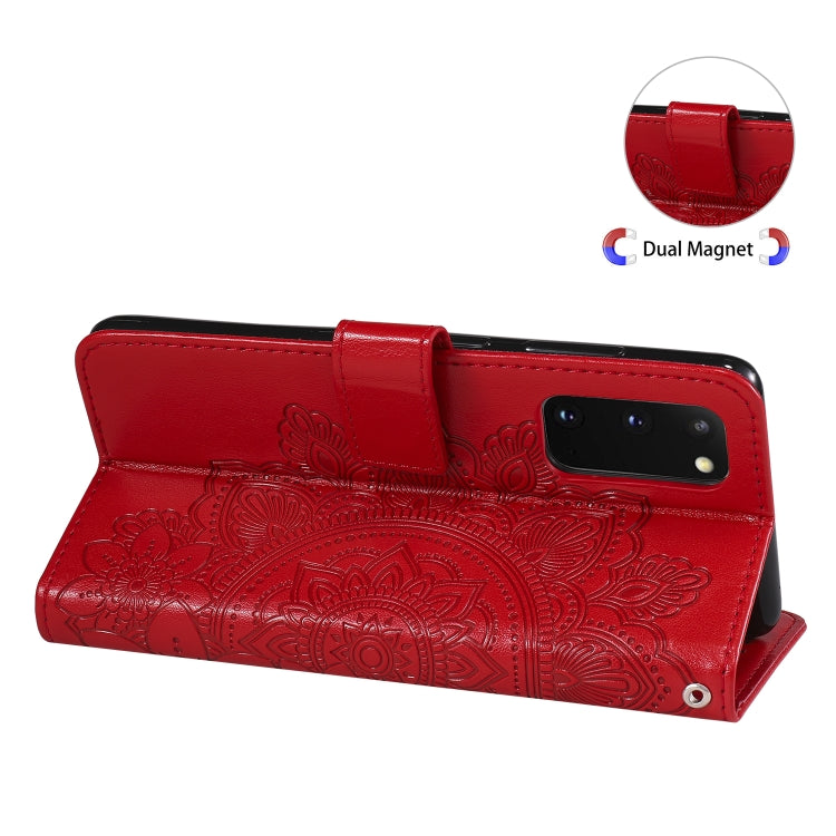 For Samsung Galaxy S20 FE 7-petal Flowers Embossing Pattern Horizontal Flip PU Leather Case with Holder & Card Slots & Wallet & Photo Frame