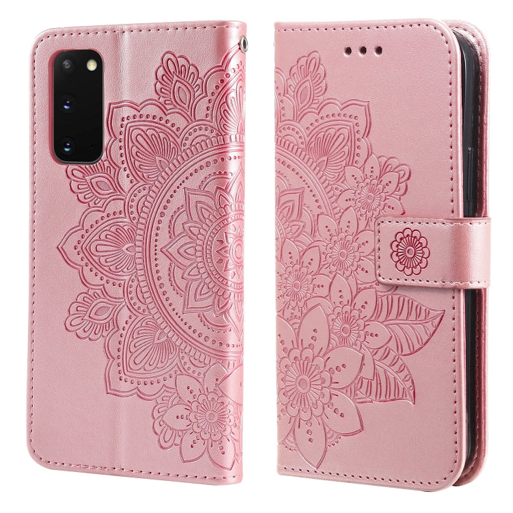 For Samsung Galaxy S20 FE 7-petal Flowers Embossing Pattern Horizontal Flip PU Leather Case with Holder & Card Slots & Wallet & Photo Frame