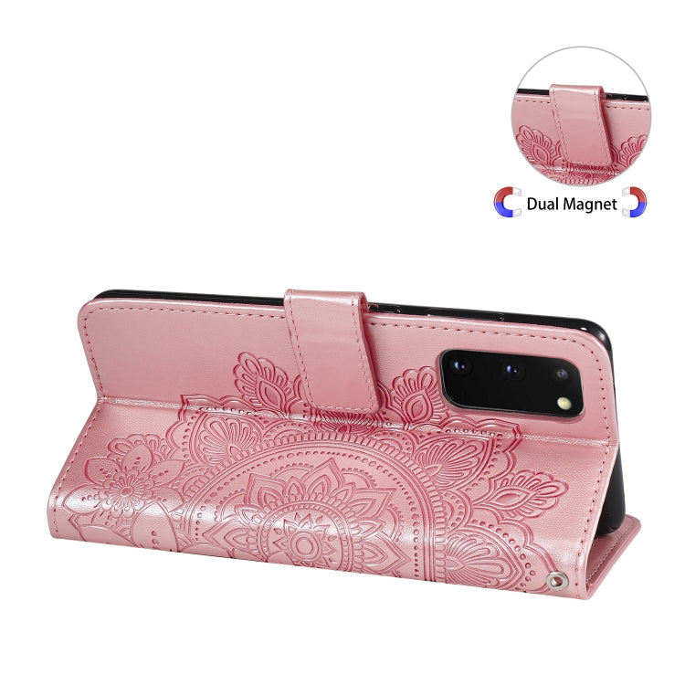 For Samsung Galaxy S20 FE 7-petal Flowers Embossing Pattern Horizontal Flip PU Leather Case with Holder & Card Slots & Wallet & Photo Frame