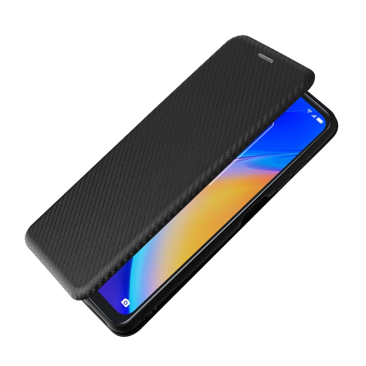 For TCL 20S Carbon Fiber Texture Horizontal Flip TPU + PC + PU Leather Case with Card Slot