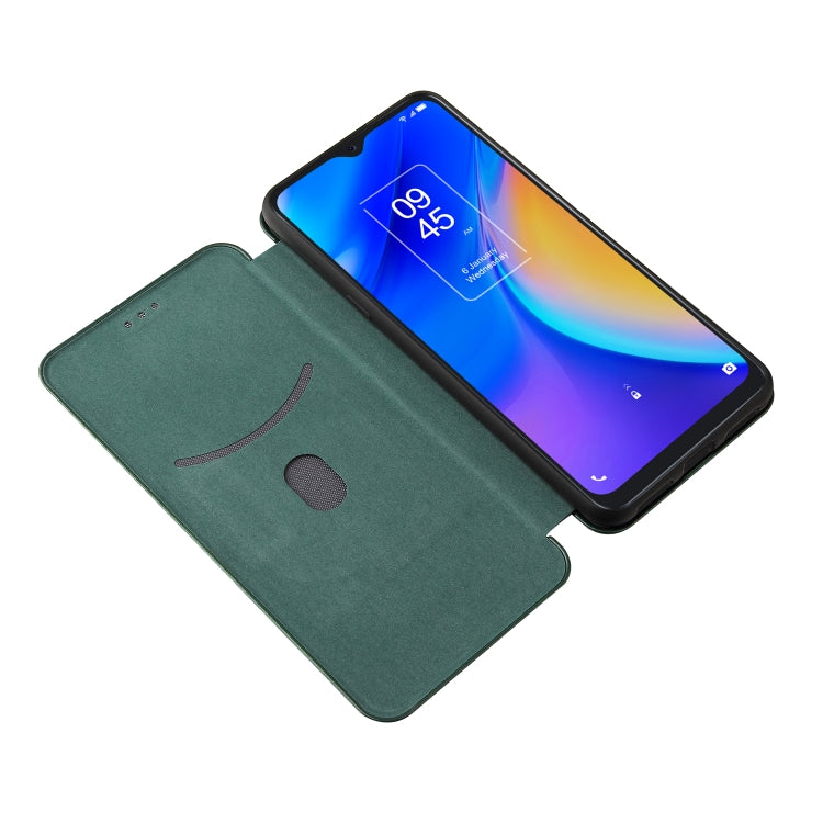 For TCL 20S Carbon Fiber Texture Horizontal Flip TPU + PC + PU Leather Case with Card Slot