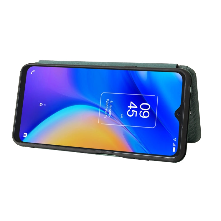 For TCL 20S Carbon Fiber Texture Horizontal Flip TPU + PC + PU Leather Case with Card Slot