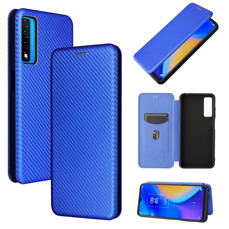 For TCL 20S Carbon Fiber Texture Horizontal Flip TPU + PC + PU Leather Case with Card Slot