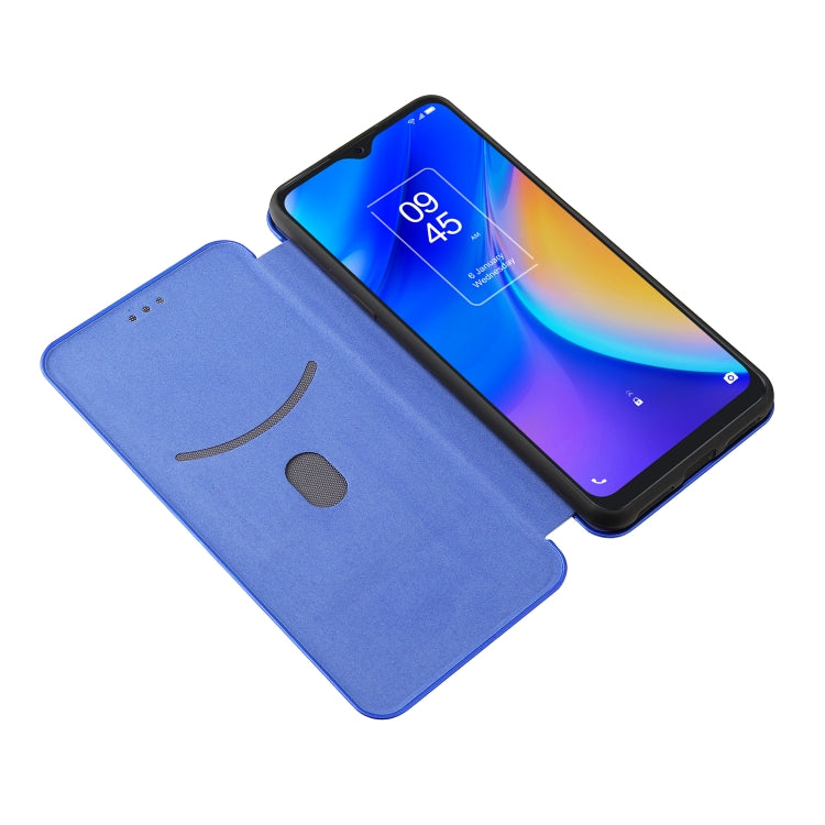 For TCL 20S Carbon Fiber Texture Horizontal Flip TPU + PC + PU Leather Case with Card Slot