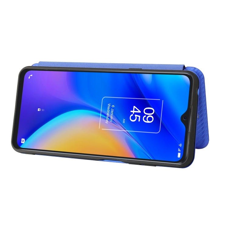 For TCL 20S Carbon Fiber Texture Horizontal Flip TPU + PC + PU Leather Case with Card Slot