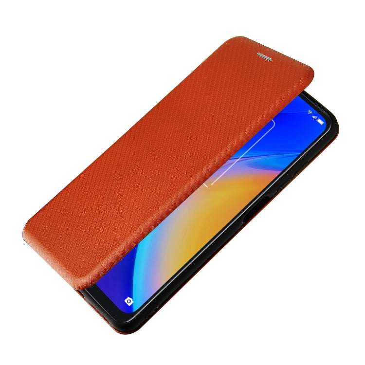 For TCL 20S Carbon Fiber Texture Horizontal Flip TPU + PC + PU Leather Case with Card Slot