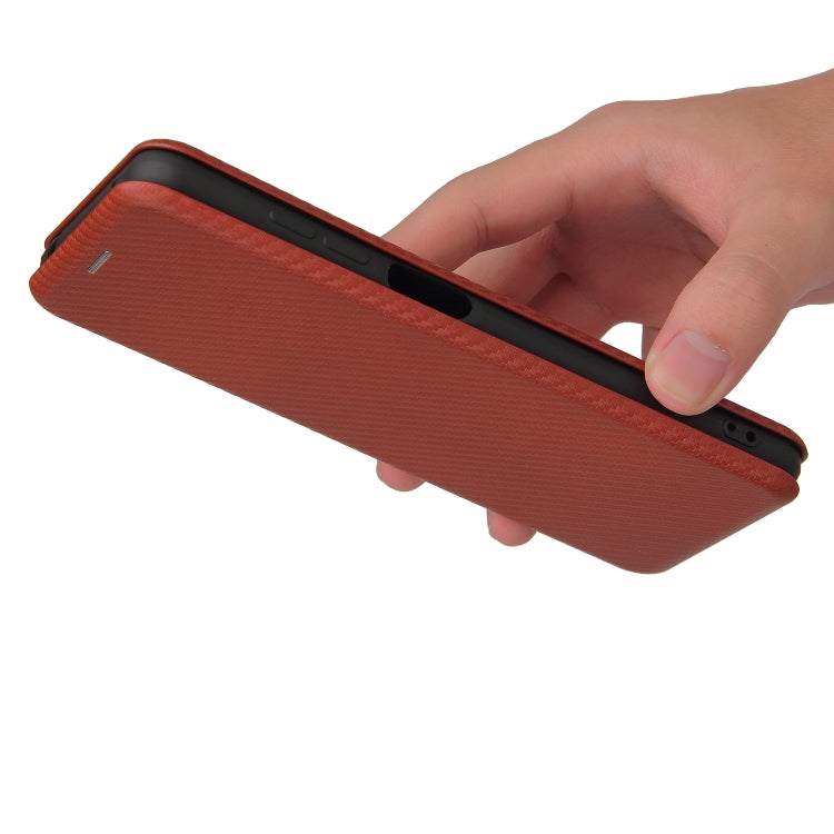 For TCL 20S Carbon Fiber Texture Horizontal Flip TPU + PC + PU Leather Case with Card Slot