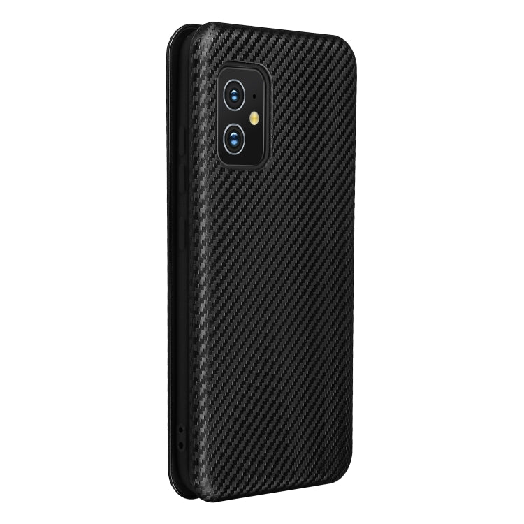 For Asus Zenfone 8 / ZS590KS (8 Mini) Carbon Fiber Texture Horizontal Flip TPU + PC + PU Leather Case with Card Slot