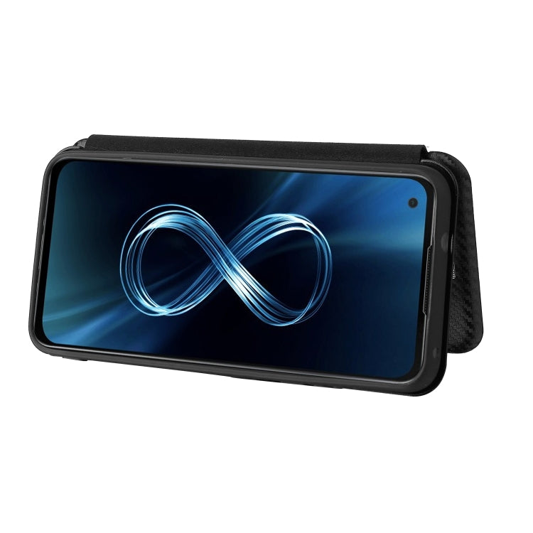 For Asus Zenfone 8 / ZS590KS (8 Mini) Carbon Fiber Texture Horizontal Flip TPU + PC + PU Leather Case with Card Slot