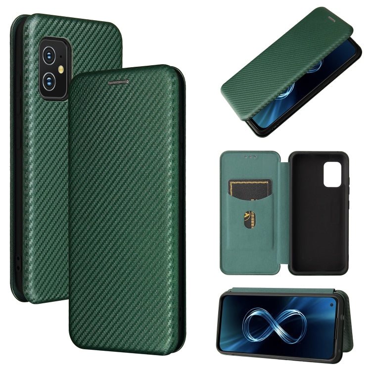For Asus Zenfone 8 / ZS590KS (8 Mini) Carbon Fiber Texture Horizontal Flip TPU + PC + PU Leather Case with Card Slot
