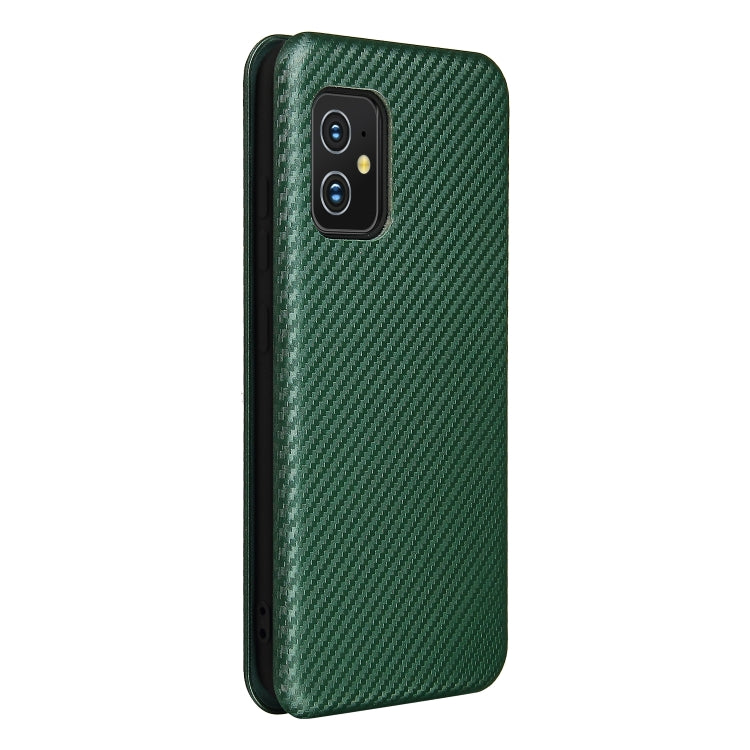For Asus Zenfone 8 / ZS590KS (8 Mini) Carbon Fiber Texture Horizontal Flip TPU + PC + PU Leather Case with Card Slot