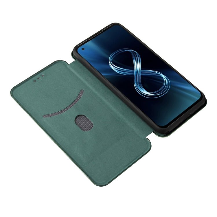 For Asus Zenfone 8 / ZS590KS (8 Mini) Carbon Fiber Texture Horizontal Flip TPU + PC + PU Leather Case with Card Slot