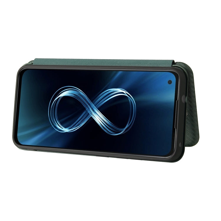 For Asus Zenfone 8 / ZS590KS (8 Mini) Carbon Fiber Texture Horizontal Flip TPU + PC + PU Leather Case with Card Slot