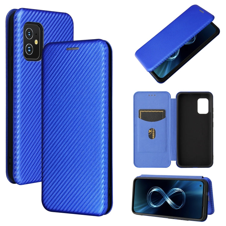 For Asus Zenfone 8 / ZS590KS (8 Mini) Carbon Fiber Texture Horizontal Flip TPU + PC + PU Leather Case with Card Slot