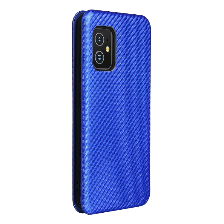 For Asus Zenfone 8 / ZS590KS (8 Mini) Carbon Fiber Texture Horizontal Flip TPU + PC + PU Leather Case with Card Slot