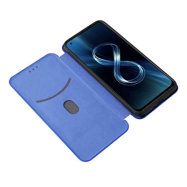 For Asus Zenfone 8 / ZS590KS (8 Mini) Carbon Fiber Texture Horizontal Flip TPU + PC + PU Leather Case with Card Slot