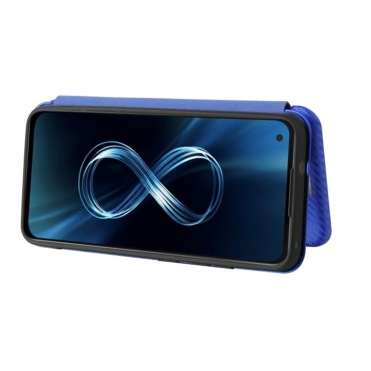 For Asus Zenfone 8 / ZS590KS (8 Mini) Carbon Fiber Texture Horizontal Flip TPU + PC + PU Leather Case with Card Slot