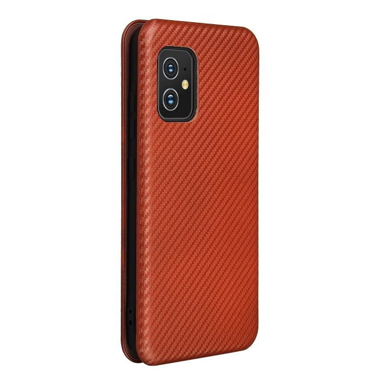 For Asus Zenfone 8 / ZS590KS (8 Mini) Carbon Fiber Texture Horizontal Flip TPU + PC + PU Leather Case with Card Slot