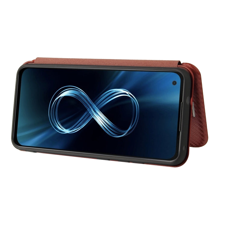 For Asus Zenfone 8 / ZS590KS (8 Mini) Carbon Fiber Texture Horizontal Flip TPU + PC + PU Leather Case with Card Slot