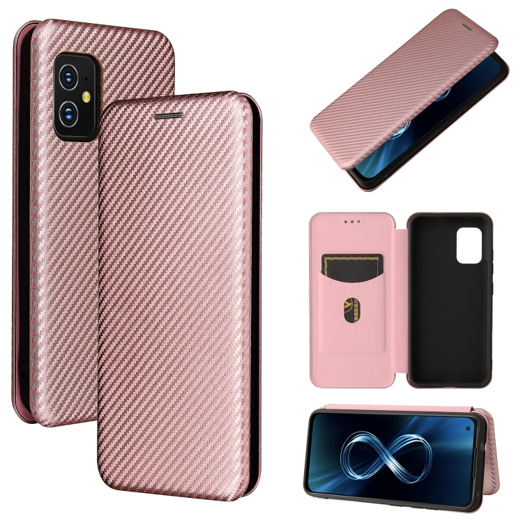 For Asus Zenfone 8 / ZS590KS (8 Mini) Carbon Fiber Texture Horizontal Flip TPU + PC + PU Leather Case with Card Slot