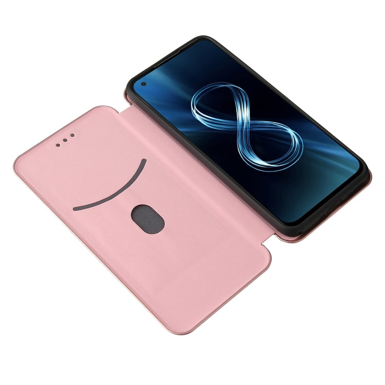 For Asus Zenfone 8 / ZS590KS (8 Mini) Carbon Fiber Texture Horizontal Flip TPU + PC + PU Leather Case with Card Slot