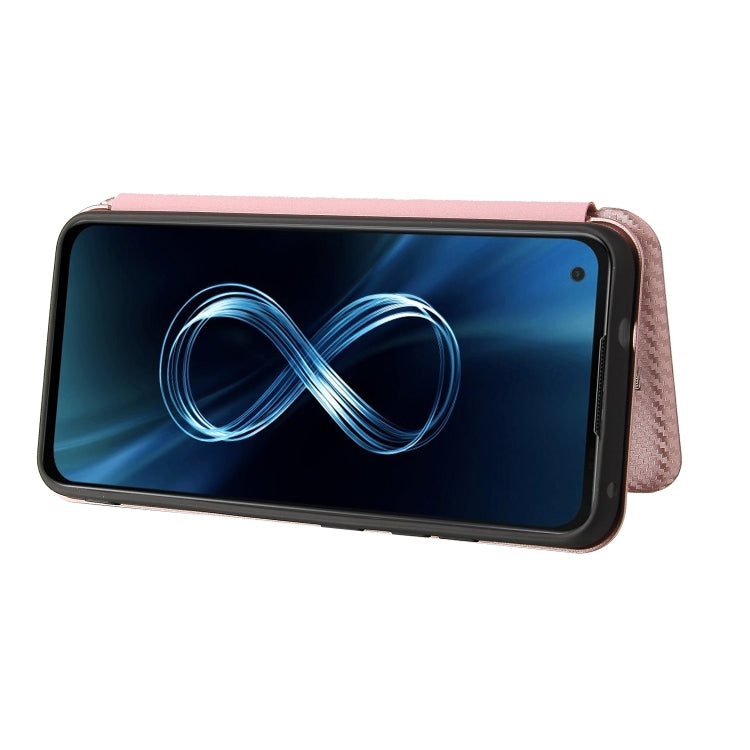 For Asus Zenfone 8 / ZS590KS (8 Mini) Carbon Fiber Texture Horizontal Flip TPU + PC + PU Leather Case with Card Slot