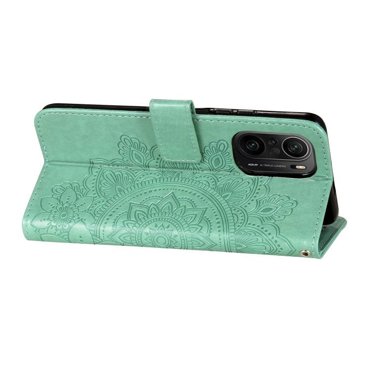 For Xiaomi Redmi K40/K40 Pro/Poco F3/ Mi 11i 7-petal Flowers Embossing Pattern Horizontal Flip PU Leather Case with Holder & Card Slots & Wallet & Photo Frame