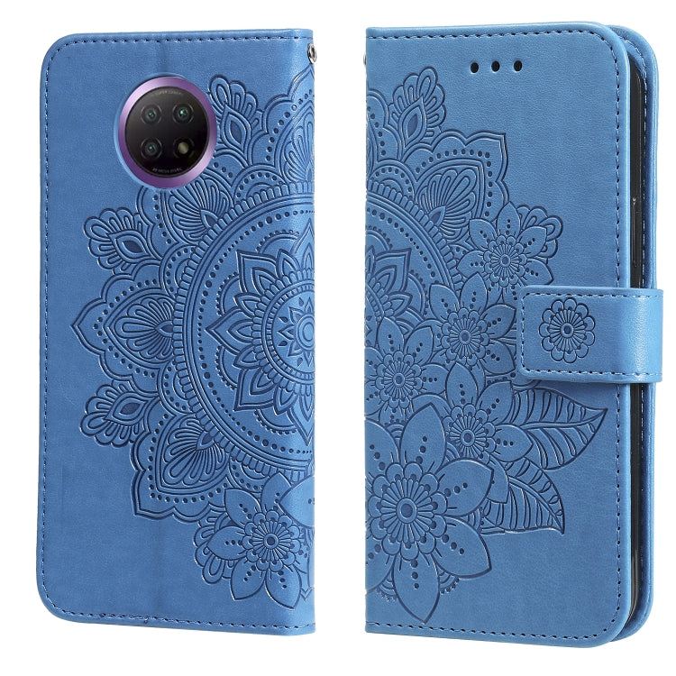 For Xiaomi Redmi Note 9T 5G / Note 9 5G (CN Version) 7-petal Flowers Embossing Pattern Horizontal Flip PU Leather Case with Holder & Card Slots & Wallet & Photo Frame