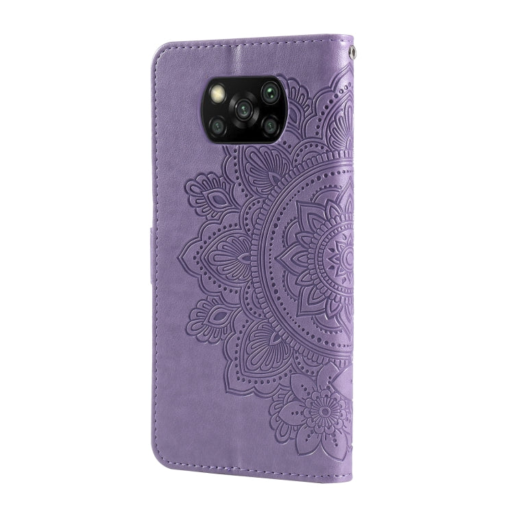 For Xiaomi Poco X3/X3 Pro/X3 NFC 7-petal Flowers Embossing Pattern Horizontal Flip PU Leather Case with Holder & Card Slots & Wallet & Photo Frame