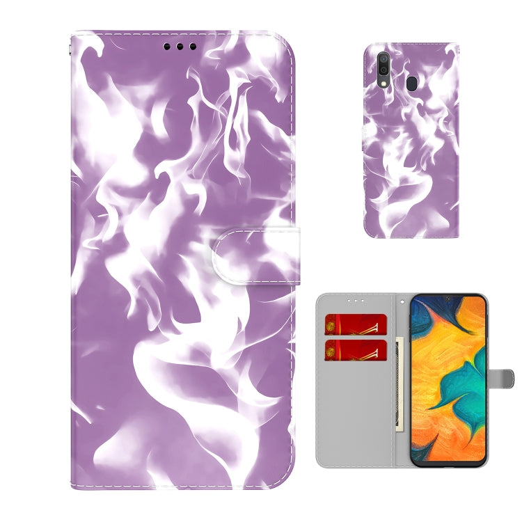 For Samsung Galaxy A20 / A30 Cloud Fog Pattern Horizontal Flip Leather Case with Holder & Card Slot & Wallet