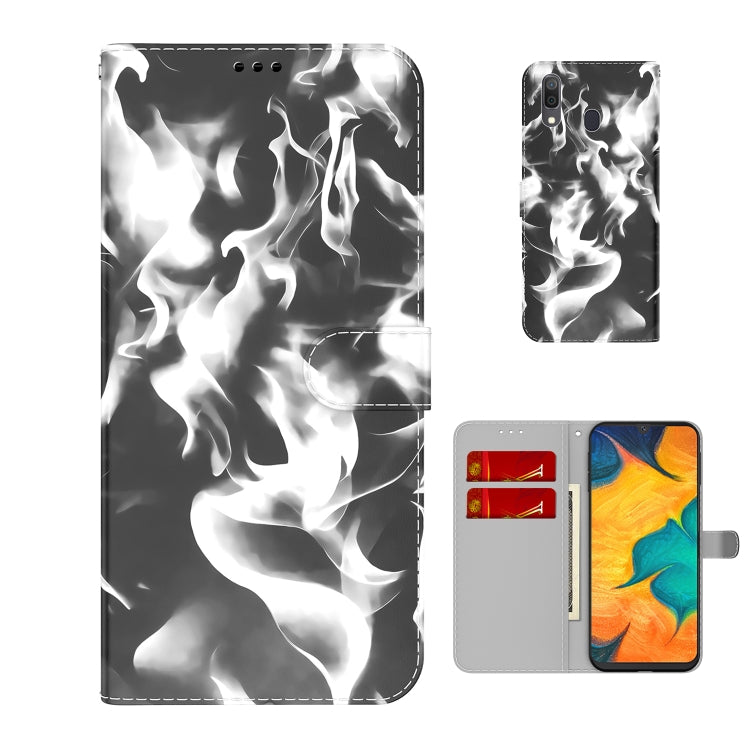 For Samsung Galaxy A20 / A30 Cloud Fog Pattern Horizontal Flip Leather Case with Holder & Card Slot & Wallet