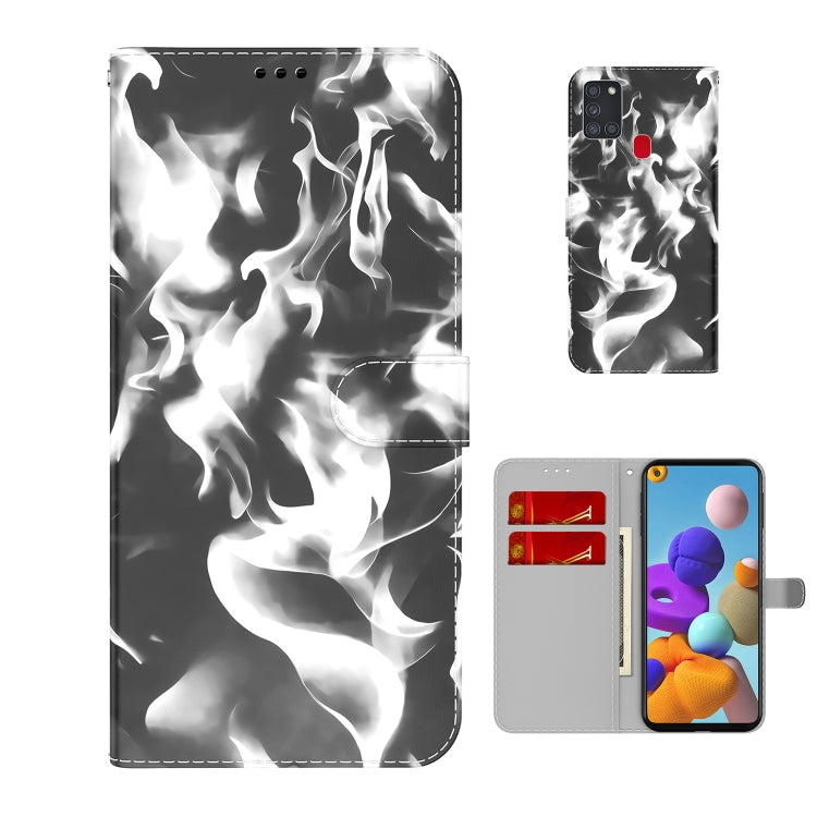 For Samsung Galaxy A21s Cloud Fog Pattern Horizontal Flip Leather Case with Holder & Card Slot & Wallet