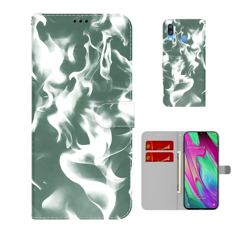 For Samsung Galaxy A40 Cloud Fog Pattern Horizontal Flip Leather Case with Holder & Card Slot & Wallet